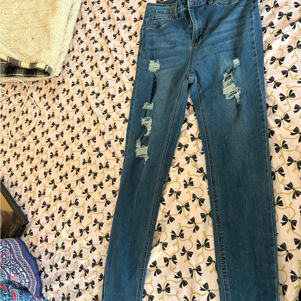 Fashion Nova Distressed Denim Skinny Jeans